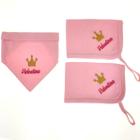 Kit bandana rosa personalizada + 2 panos de boca rosa personalizados