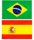 Kit Bandeira Do Brasil + Bandeira Da Espanha 1,50 X 0,90 Mts