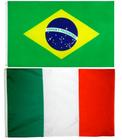 Kit Bandeira Do Brasil + Bandeira Da Itália 150 X 90 Cm