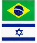 Kit Bandeira Do Brasil + Bandeira De Israel 1,50 X 0,90 Mts - EB