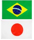 Kit Bandeira Do Brasil + Bandeira Do Japão Dupla Face 150 X 90 Cm