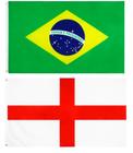 Kit Bandeira Do Brasil + Bandeira Inglaterra Dupla Face 150 X 90 Cm