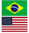 Kit Bandeiras Do Brasil + Estados Unidos 1,50 X 0,90 Mts