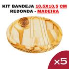 Kit Bandeja de Madeira Pinus 10,5x10,5 - Modelo Circular - Sustentável-Decoração-Rústica-Design-Elegante-Circular