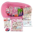 Kit banheira bebe + chupeta fralda mamadeira e vários itens para o enxoval do bebe rosa