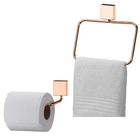 Kit Banheiro 2 Peças Porta Toalha Argola Suporte Papel Higiênico Cobre Rose Gold - Future