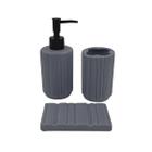 Kit Banheiro 3 Peças Cerâmica Saboneteira Porta Escova