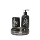 Kit Banheiro 3 Peças Lavabo Dispenser De Sabonete Saboneteira E Porta Escovas Black Luxo Premium - Wincy Casa