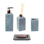 Kit Banheiro Bancada Lavabo Luxo em Pedra Sabão N04 Rosê