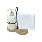 Kit Banheiro Conjunto Porta Sabonete Liquido Toalha E