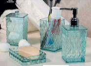 Kit Banheiro Cristal Transparente Verde 4 Peças Linha Glamour Plasutil