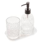 Kit Banheiro Lavabo 3 Pçs Vidro Transparente Bico Preto 4620 - Lyor