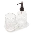 Kit Banheiro Lavabo 3 Pçs Vidro Transparente Bico Preto 4620