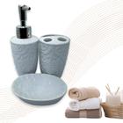 Kit Banheiro Lavabo 3 Peças Porta Sabão Sabonete Líquido e Porta Organizador Escovas Porcelana