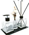 Kit Banheiro Lavabo 4 Peças Cristal Preto 250ml + Bandeja e Vaso