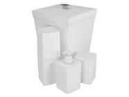 Kit Banheiro Lavabo Moderno Lixeira 6,5 Litros Porta Escova Saboneteira Liquida Porta Algodão Cotonete 4 Peças - Stolf