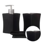 Kit Banheiro Lavabo Porcelana 3 Pecas Bandeja Conjunto Luxo Preto Organização Pia Completo Moderno