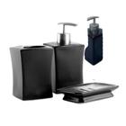 Kit Banheiro Lavabo Porcelana 3 Pecas Porta Sabonetes e Escovas Conjunto Acessórios Completo Higiene Moderno Bancada