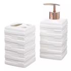 Kit Banheiro Lavabo Porta Sabonete Líquido 2 Peças/ Rosê 016