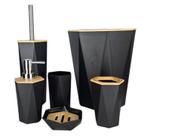 Kit Banheiro Preto Completo 6 Peças Porta Escova Vaso Saboneteira Lixeira Dispenser