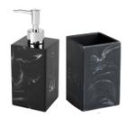 Kit Banheiro Preto Decorado Lavabo Moderno Mármore Porcelana