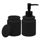 Kit Banheiros Lavabo Acessórios de Cerâmica Preto 2 peças Stripes - Lyor