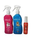 Kit Banho A Seco Desembaraçador Perfume Colônia Pet Care Cão Torta De Morango