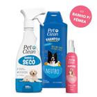 Kit Banho Cachorro Shampoo + Banho A Seco + Perfume Fêmea - Pet Clean