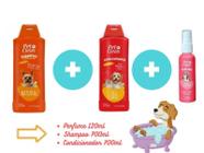 Kit Banho PetClean Shampoo Natural + Condicionador + Perfume Cães Gato Banho e Tosa