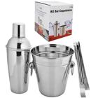 Kit bar balde de gelo 800ml+coqueteleira 500ml+pegador inox