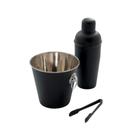 Kit bar black 3 peças (balde / pegador / coqueteleira 500ml) - ad - AD IMPORTAÇÃO