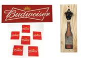 Kit Bar Budweiser - Abridor + Tapete + Porta Copos
