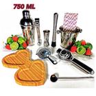 Kit Bar Coqueteleira Profissional 750 Ml Inox Drinks - Jcpresentes