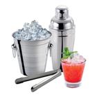 Kit Bar em aço inox 3 peças Coqueteleira 500ml, Balde e pegador