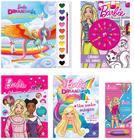 Kit Barbie 5 Livros - Mundo dos Sonhos + Cuidando Dos Animais + Quebra Cabeça+ Aqua Book Cores + Adesivos