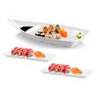 Kit Barca 40 Cm + 2 Pratos Reto para Sushi em Melamina Branco Utilgoods