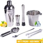 Kit Barman Profissional Coqueteleira Inox Bar Drinks 7 Itens