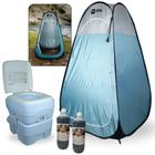 Kit Barraca Banheiro Trocador Pop Up + Vaso Sanitario Portatil Porta Potti 20l + 2 Solventes Nautika