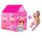 Kit Barraca Minha Casinha com Baby Reborn Menina Rosa - DM Toys e Milk