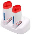 Kit Base Dupla Com 2 Aquecedores de cera Roll-on - Branco Com Vermelho