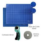 Kit Bases Para Corte Placa Apoio de Mesa A3 45x30 Cortador Circular 45mm + 1 Disco Reserva