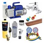 Kit Básico Refrigeração Automotivo Bomba De Vácuo Manifold