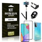 Kit Bastão de Selfie Bluetooth Galaxy A52 +Capinha Anti Impacto +Película Vidro 3D - Armyshield