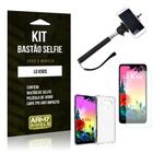 Kit Bastão de Selfie LG K50s Bastão + Capinha Anti Impacto + Película de Vidro - Armyshield