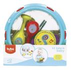 Kit Bateria Baby Tambor Pandeiro Maracas Castanholas
