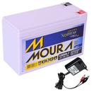 Kit Bateria Moura Gel Selada 12V 7ah + Carregador Led 12V