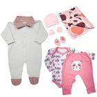 Kit Bebê 7 Pças Conjunto Body Mijão Macacão Kit Touca Cueiro