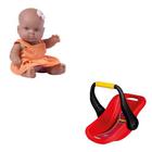 Kit Bebê Conforto Vermelho e Bonequinha Nenequinha Negra - Super Toys