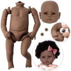 Kit Bebê Reborn Molde Menina Negra 52cm + Torso + Olhos