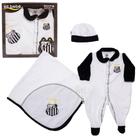 Kit Bebê Santos Macacão Manta e Gorro Malha Oficial